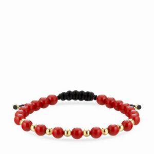 bracciale con sfere in ceramica rossa e oro giallo 1