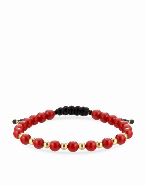 bracciale con sfere in ceramica rossa e oro giallo 1