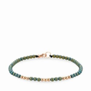 bracciale a laccio con sfere in ematite nera e in oro rosa