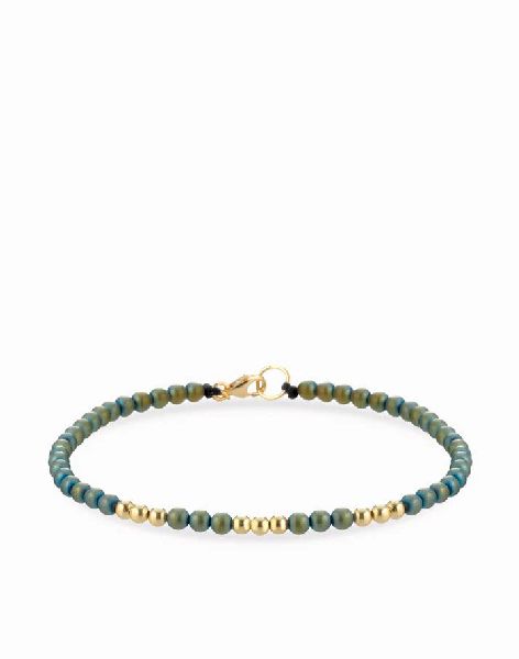 bracciale a laccio con sfere in ematite nera e oro giallo