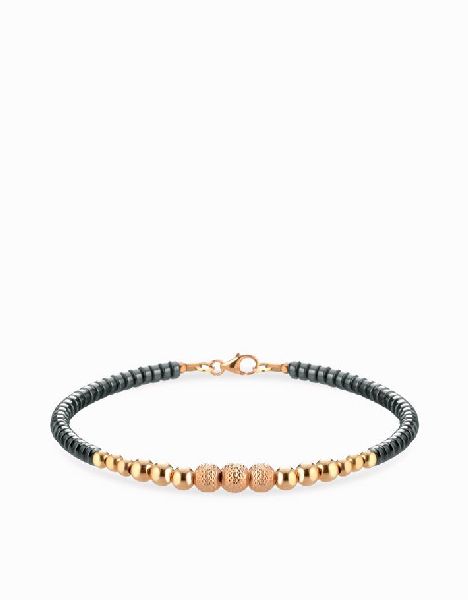 bracciale con ematite e sfere in oro rosa