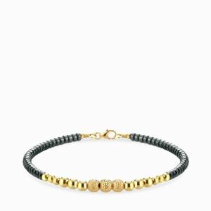 bracciale con ematite e sfere in oro giallo