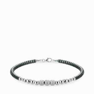 bracciale con ematite e sfere in oro bianco