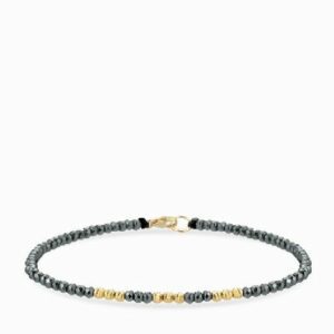 bracciale a laccio con ematite e sfere in oro giallo 1