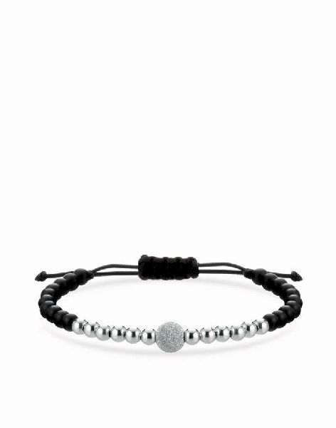 bracciale a laccio con sfere in onice e oro bianco