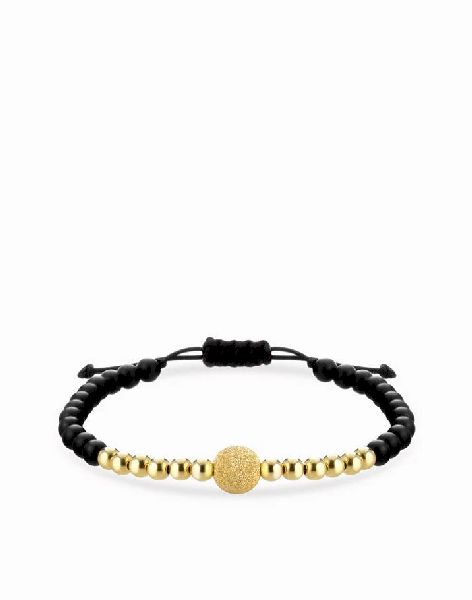 bracciale a laccio con sfere in onice e oro giallo