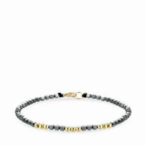 bracciale a laccio con ematite e sfere in oro giallo