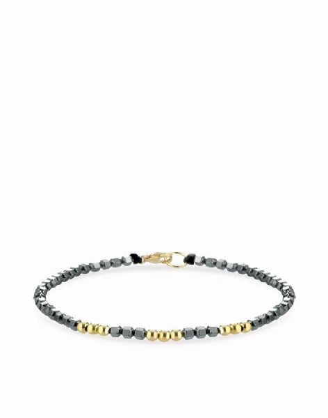 bracciale a laccio con ematite e sfere in oro giallo