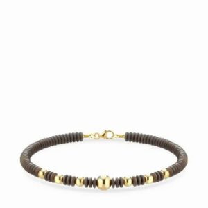 bracciale con sfere in ematite nera e oro giallo 1