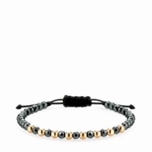bracciale con sfere in ematite nera e oro rosa 1