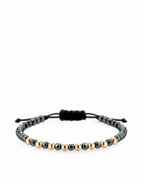 bracciale con sfere in ematite nera e oro rosa 1