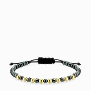 bracciale con sfere in ematite nera e oro giallo