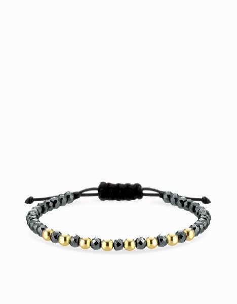 bracciale con sfere in ematite nera e oro giallo