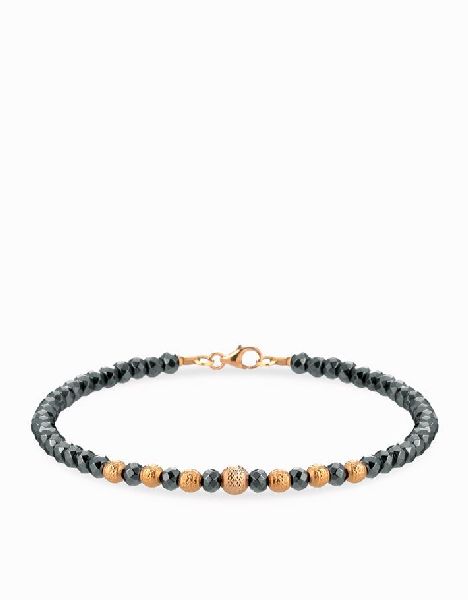bracciale con sfere in ematite nera e oro rosa