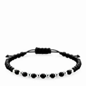 bracciale con sfere in onice e oro bianco