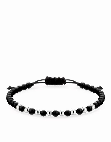 bracciale con sfere in onice e oro bianco