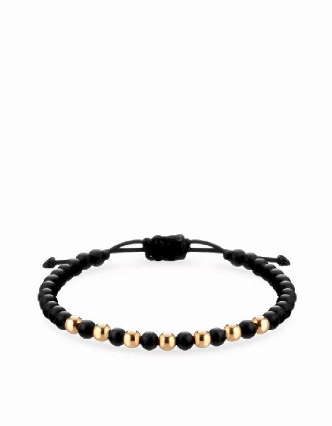 bracciale con sfere in onice e oro rosa