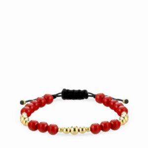bracciale con sfere in ceramica rossa e oro giallo
