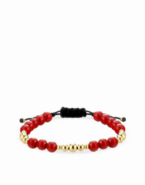 bracciale con sfere in ceramica rossa e oro giallo