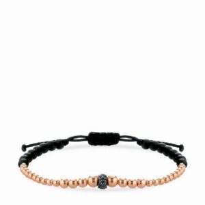 bracciale con ematite sfere in oro rosa e rondella con diamanti neri 2