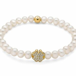 Bracciale di perle con fiore giallo