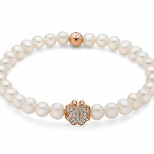 Bracciale di perle con fiore rosa