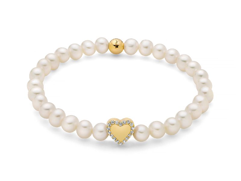Bracciale di perle con cuore giallo