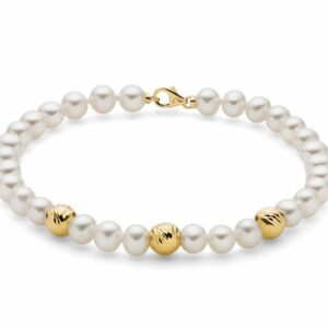 Bracciale di perle con boule in oro