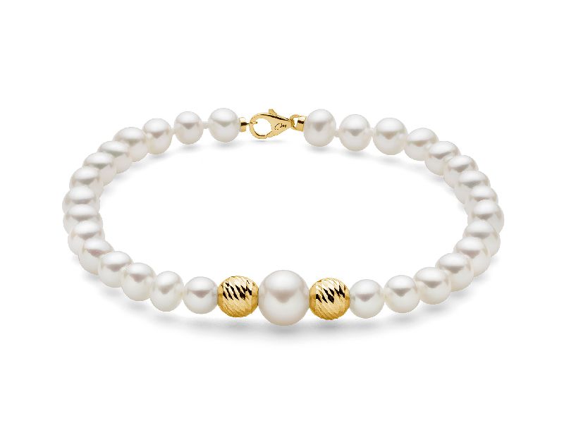 Bracciale di perle Oriente con sfere in oro giallo 375