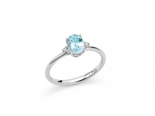Anello Gemma Del Cielo in oro bianco, diamanti e topazio