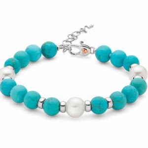 Bracciale in aulite turchese con perla bianca