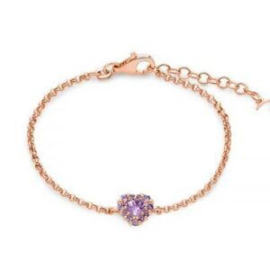 Bracciale in argento dorato e Ametista a cuore