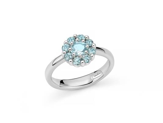 Anello in argento e Gemma del Cielo a fiore