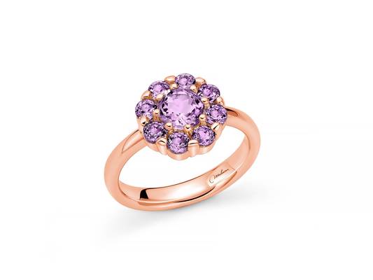 Anello in argento dorato e Ametista a fiore