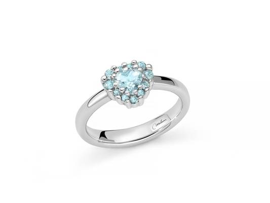 Anello in argento e Gemma del Cielo a cuore