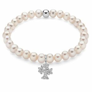 Bracciale di perle con ciondolo albero della vita in argento