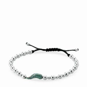 bracciale con corno di smeraldi con sfere in oro bianco