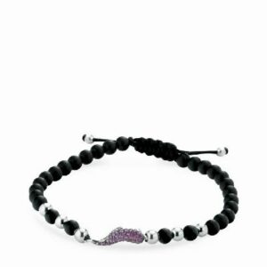 bracciale corno di rubini con sfere in onice e oro bianco