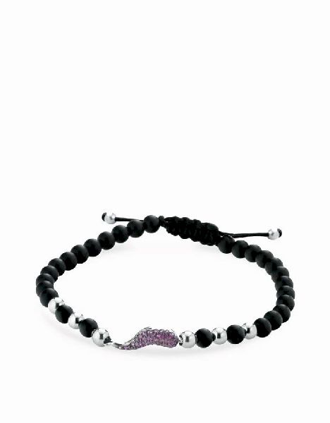 bracciale corno di rubini con sfere in onice e oro bianco