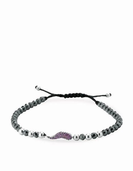 bracciale corno di rubini con sfere in ematite e oro bianco