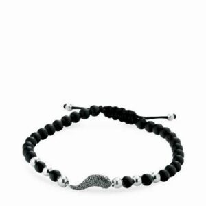 bracciale con corno diamanti neri con sfere in onice e oro bianco