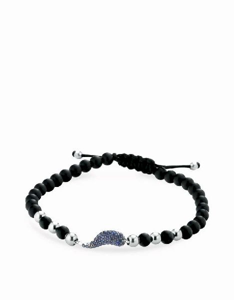 bracciale corno in zaffiri con sfere in onice e oro bianco