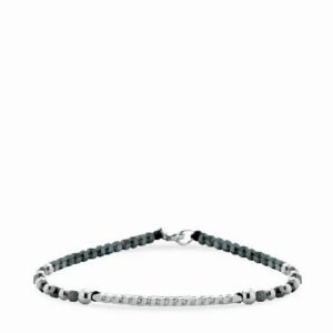 bracciale con ematite e sfere in oro bianco bacchetta con diamanti