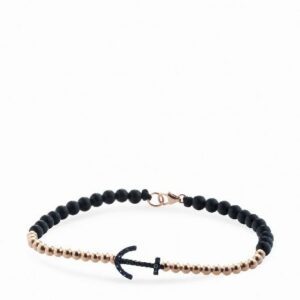 bracciale con chiusura in cordino sfere in onice e oro giallo e ancora in diamanti neri