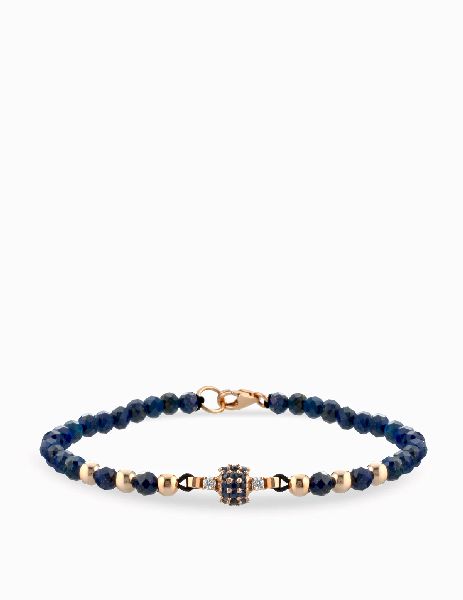 bracciale laccio in oro rosa lapis con centrale di diamanti e zaffiri