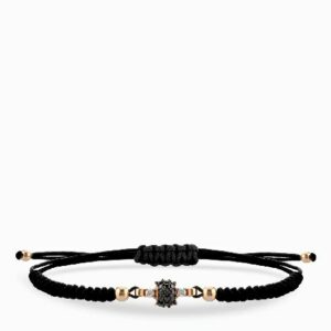bracciale laccio in oro rosa con centrale di diamanti bianchi e diamanti neri