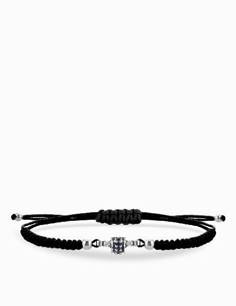 bracciale laccio in oro bianco con centrale di diamanti e zaffiri