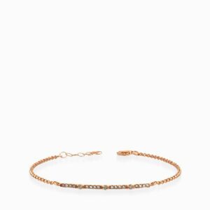 bracciale in oro rosa con catena e bacchetta centrale di diamanti e diamanti brown