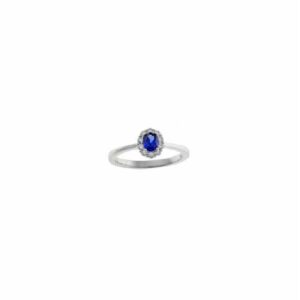 Anello in argento 925 rodiato con zircone ovale blu