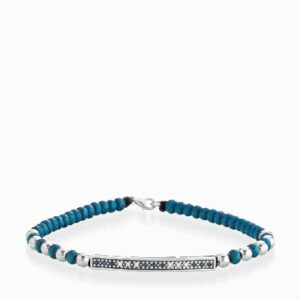 bracciale con ematite in oro bianco bacchetta centrale di diamanti e zaffiri